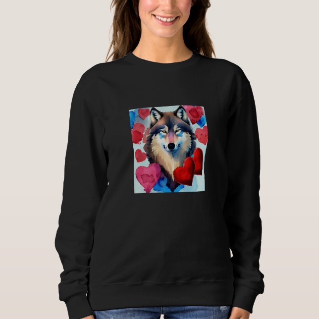 Valentine's Day Love Heart Cute Wolf Girlfriend Fi Sweatshirt (Front)