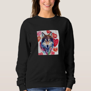 Valentine's Day Love Heart Cute Wolf Girlfriend Fi Sweatshirt