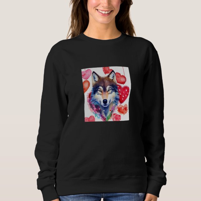 Valentine's Day Love Heart Cute Wolf Girlfriend Fi Sweatshirt (Front)