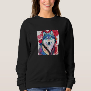 Valentine's Day Love Heart Cute Wolf Girlfriend Fi Sweatshirt