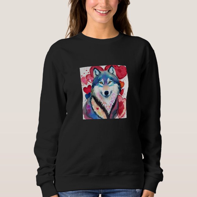 Valentine's Day Love Heart Cute Wolf Girlfriend Fi Sweatshirt (Front)
