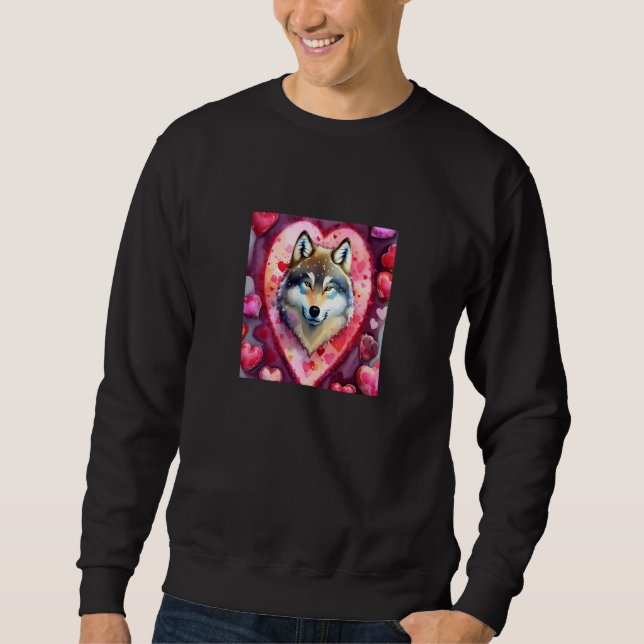 Valentine's Day Love Heart Cute Wolf Girlfriend Fi Sweatshirt (Front)