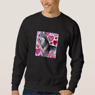 Valentine's Day Love Heart Cute Wolf Girlfriend Fi Sweatshirt
