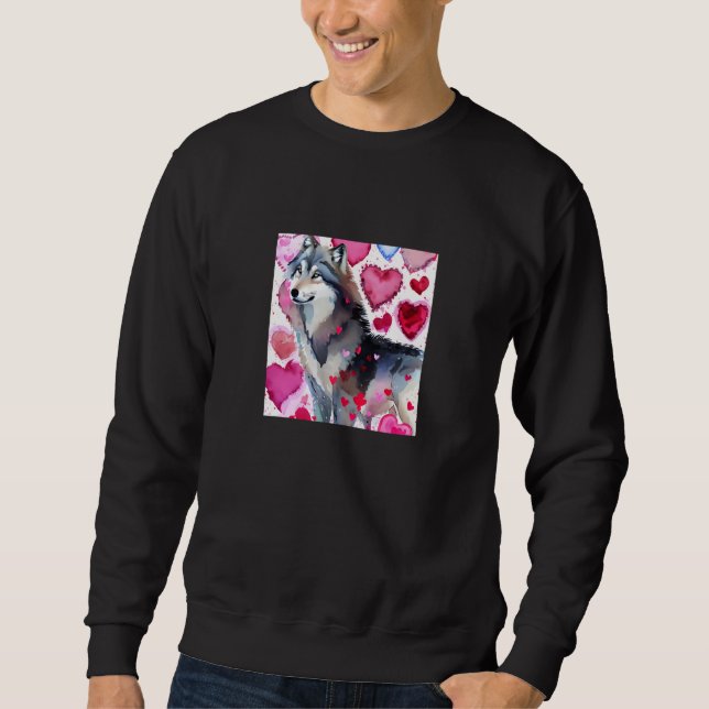 Valentine's Day Love Heart Cute Wolf Girlfriend Fi Sweatshirt (Front)