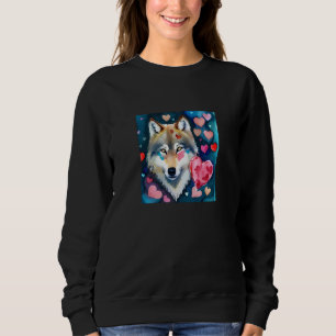 Valentine's Day Love Heart Cute Wolf Girlfriend Fi Sweatshirt