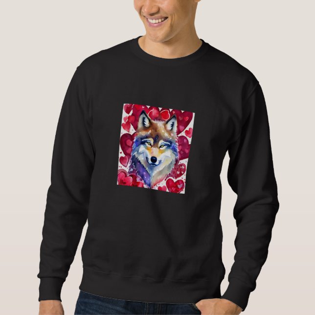 Valentine's Day Love Heart Cute Wolf Girlfriend Fi Sweatshirt (Front)