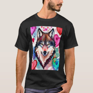 Valentine's Day Love Heart Cute Wolf Girlfriend Fi T-Shirt