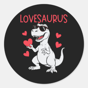 Valentines Day Love Heart Dinosaur Lovesaurus T-re Classic Round Sticker