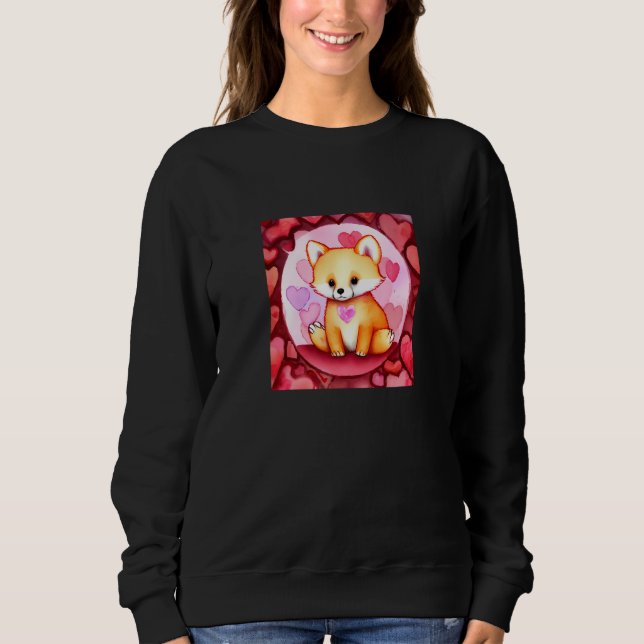 Valentine's Day Love Heart Fox Teddy Girlfriend Fi Sweatshirt (Front)