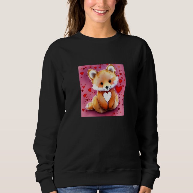 Valentine's Day Love Heart Fox Teddy Girlfriend Fi Sweatshirt (Front)