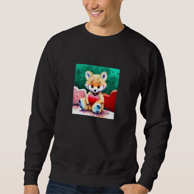 Valentine's Day Love Heart Fox Teddy Girlfriend Fi Sweatshirt (Front)