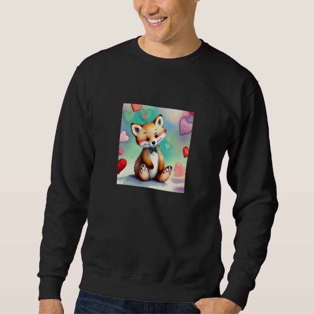 Valentine's Day Love Heart Fox Teddy Girlfriend Fi Sweatshirt (Front)