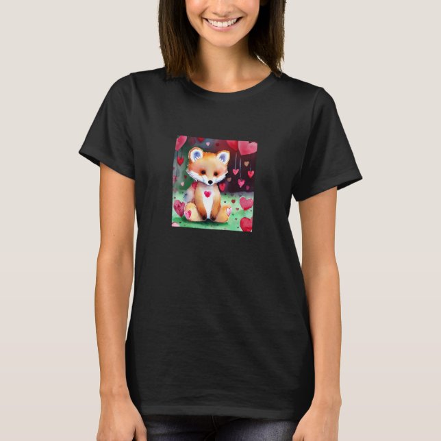 Valentine's Day Love Heart Fox Teddy Girlfriend Fi T-Shirt (Front)