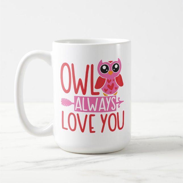 valentine's day love heart kisses valentine owl coffee mug (Left)