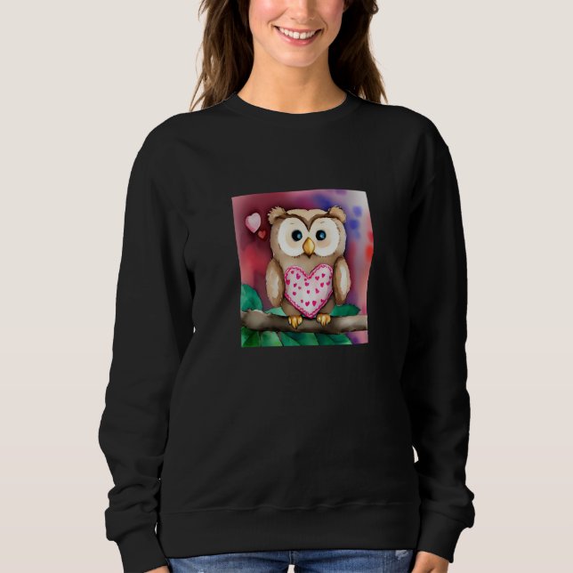 Valentine's Day Love Heart Owl Teddy Girlfriend Fi Sweatshirt (Front)