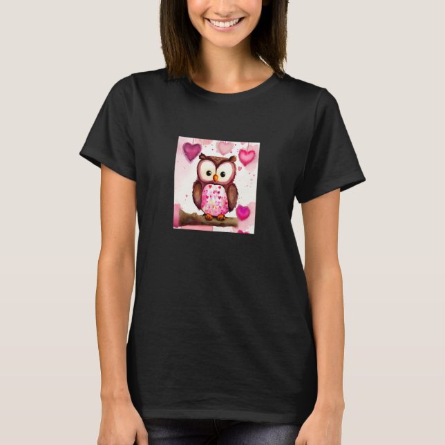 Valentine's Day Love Heart Owl Teddy Girlfriend Fi T-Shirt (Front)