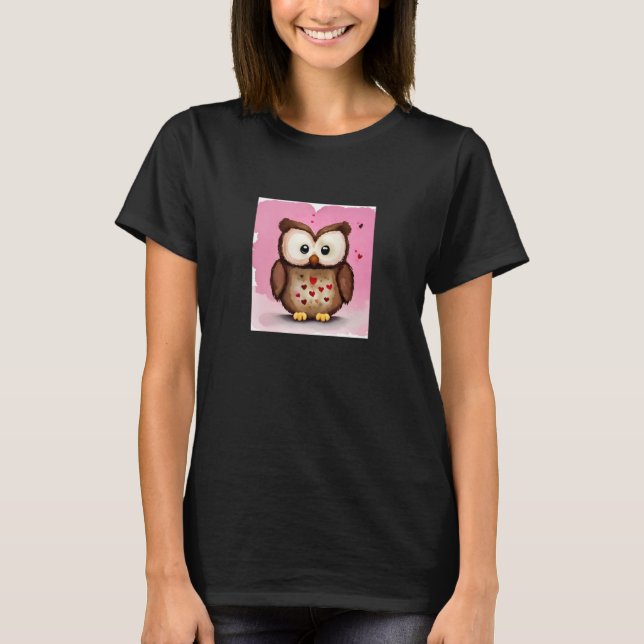 Valentine's Day Love Heart Owl Teddy Girlfriend Fi T-Shirt (Front)