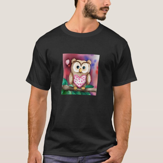 Valentine's Day Love Heart Owl Teddy Girlfriend Fi T-Shirt (Front)