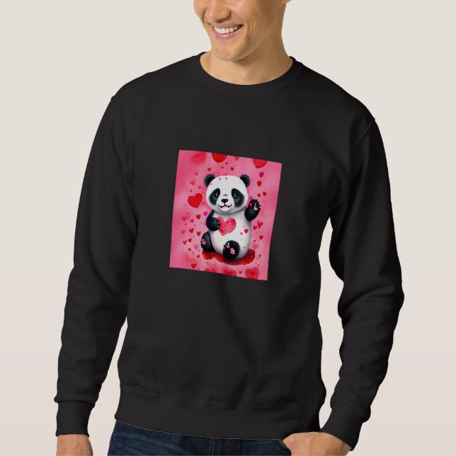 Valentine's Day Love Heart Panda Girlfriend Fiancé Sweatshirt (Front)
