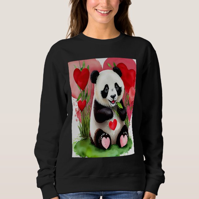 Valentine's Day Love Heart Panda Girlfriend Fiancé Sweatshirt (Front)