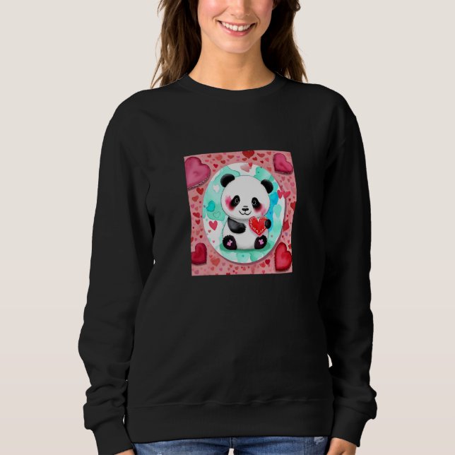 Valentine's Day Love Heart Panda Girlfriend Fiancé Sweatshirt (Front)