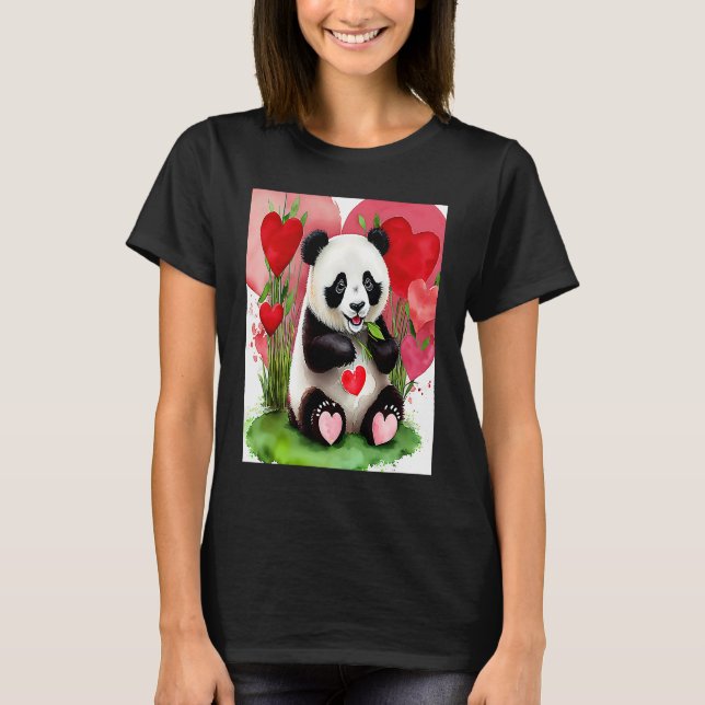 Valentine's Day Love Heart Panda Girlfriend Fiancé T-Shirt (Front)