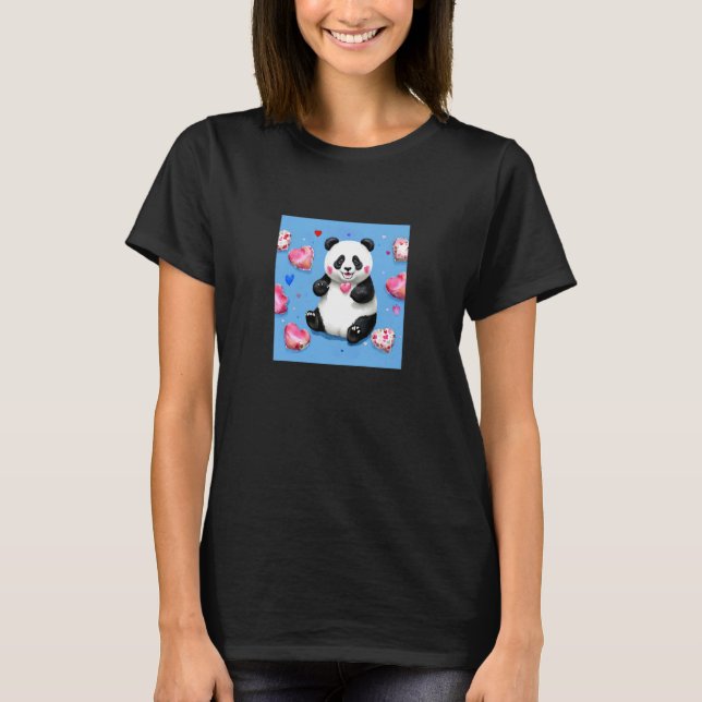 Valentine's Day Love Heart Panda Girlfriend Fiancé T-Shirt (Front)