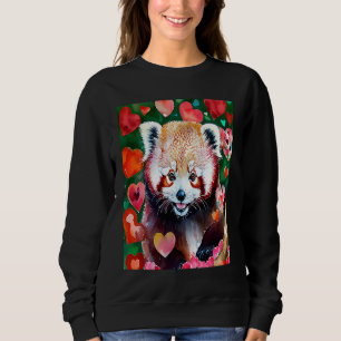 Valentine's Day Love Heart Red Panda Girlfriend Fi Sweatshirt