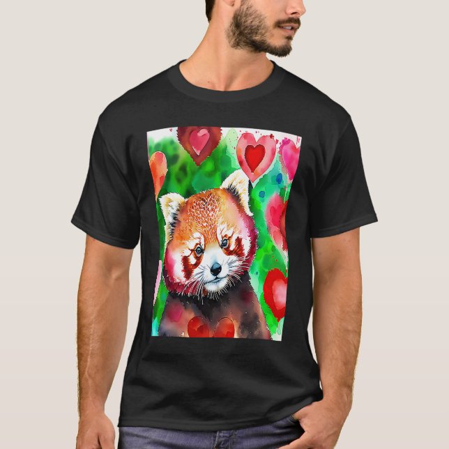 Valentine's Day Love Heart Red Panda Girlfriend Fi T-Shirt (Front)
