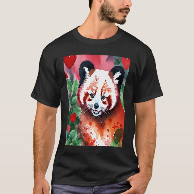 Valentine's Day Love Heart Red Panda Girlfriend Fi T-Shirt (Front)