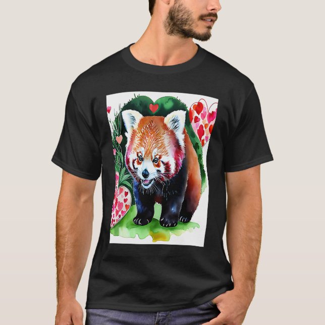 Valentine's Day Love Heart Red Panda Girlfriend Fi T-Shirt (Front)