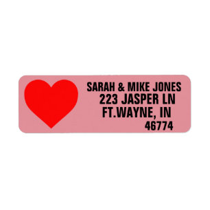 VALENTINE'S DAY LOVE HEART RETURN ADDRESS LABELS