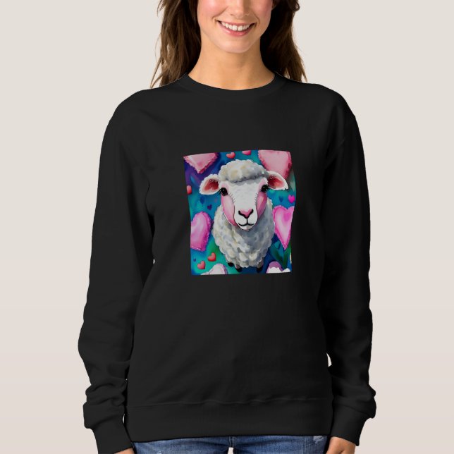 Valentine's Day Love Heart Sheep Girlfriend Fiancé Sweatshirt (Front)