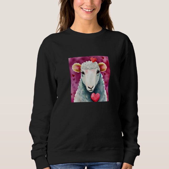 Valentine's Day Love Heart Sheep Girlfriend Fiancé Sweatshirt (Front)