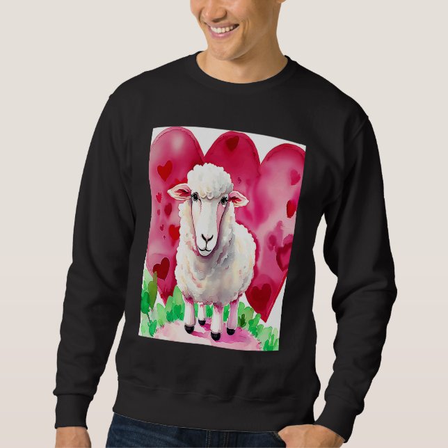Valentine's Day Love Heart Sheep Girlfriend Fiancé Sweatshirt (Front)