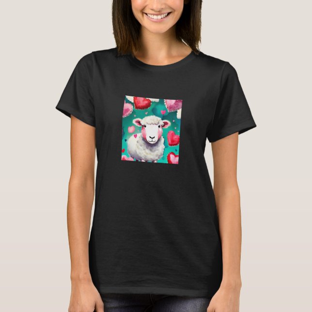 Valentine's Day Love Heart Sheep Girlfriend Fiancé T-Shirt (Front)