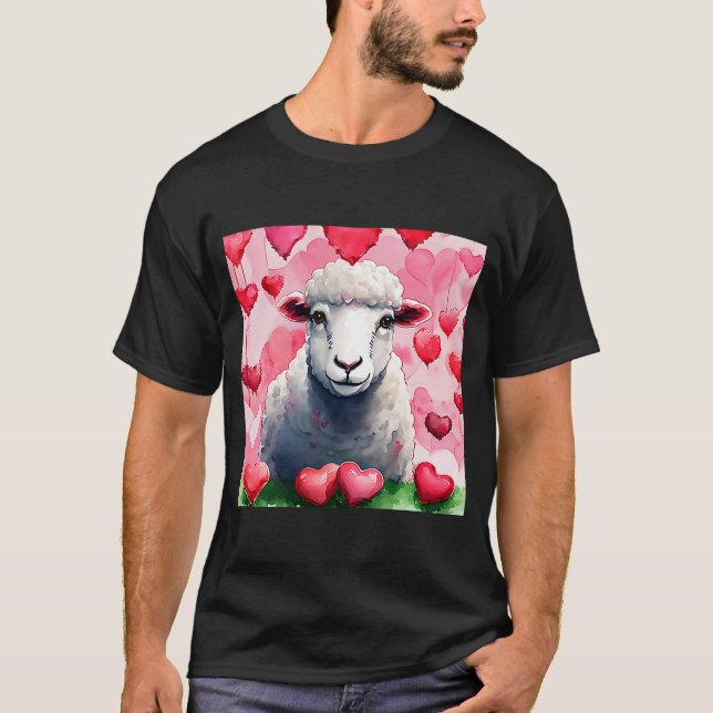 Valentine's Day Love Heart Sheep Girlfriend Fiancé T-Shirt (Front)