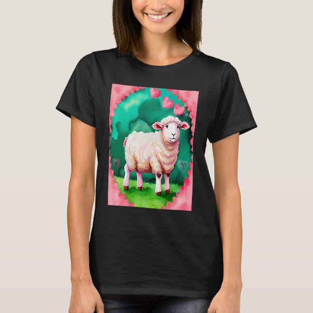 Valentine's Day Love Heart Sheep Girlfriend Fiancé T-Shirt (Front)