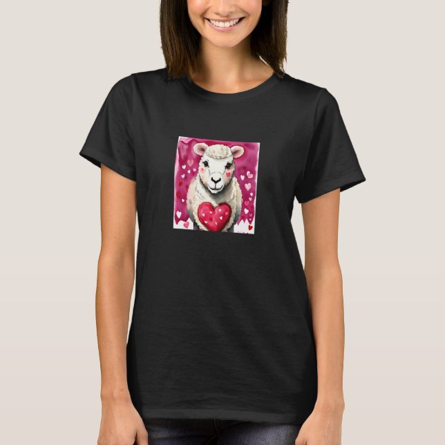 Valentine's Day Love Heart Sheep Girlfriend Fiancé T-Shirt (Front)