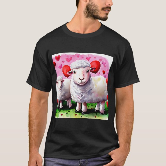 Valentine's Day Love Heart Sheep Girlfriend Fiancé T-Shirt (Front)