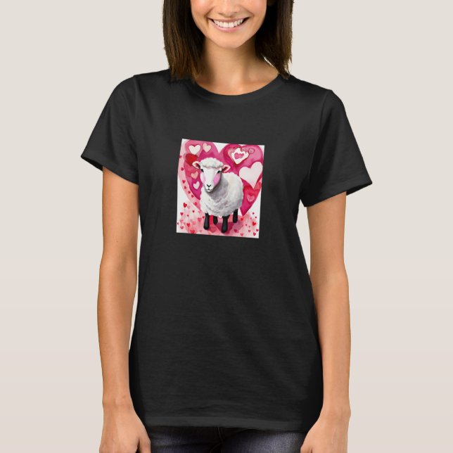 Valentine's Day Love Heart Sheep Girlfriend Fiancé T-Shirt (Front)