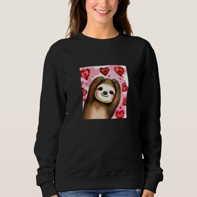 Valentine's Day Love Heart Sloth Girlfriend Fiancé Sweatshirt (Front)
