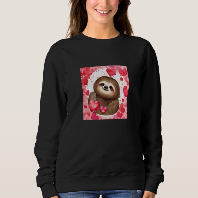 Valentine's Day Love Heart Sloth Girlfriend Fiancé Sweatshirt (Front)