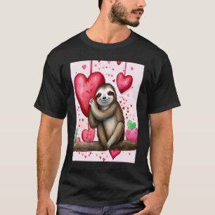Valentine's Day Love Heart Sloth Girlfriend Fiancé T-Shirt