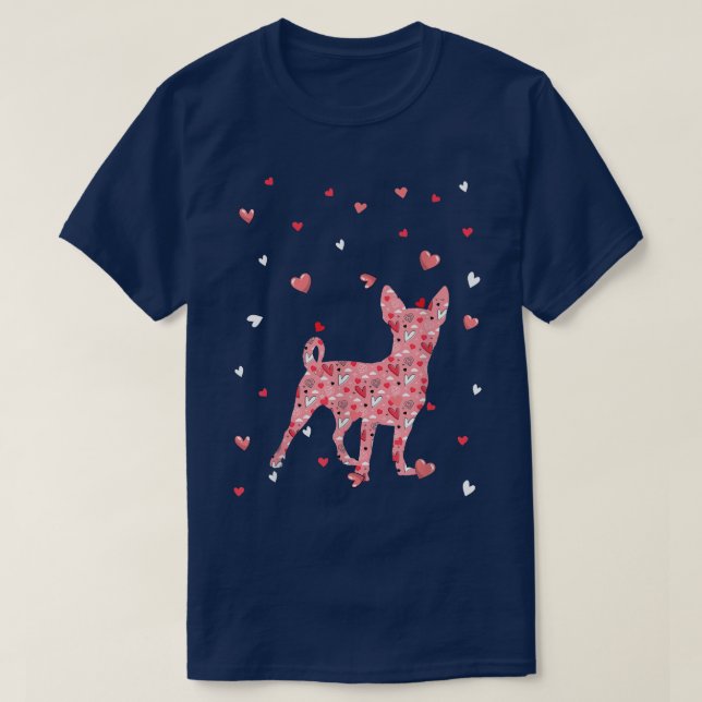 Valentines Day Love Hearts Chihuahua Dog Puppy Lov T-Shirt (Design Front)