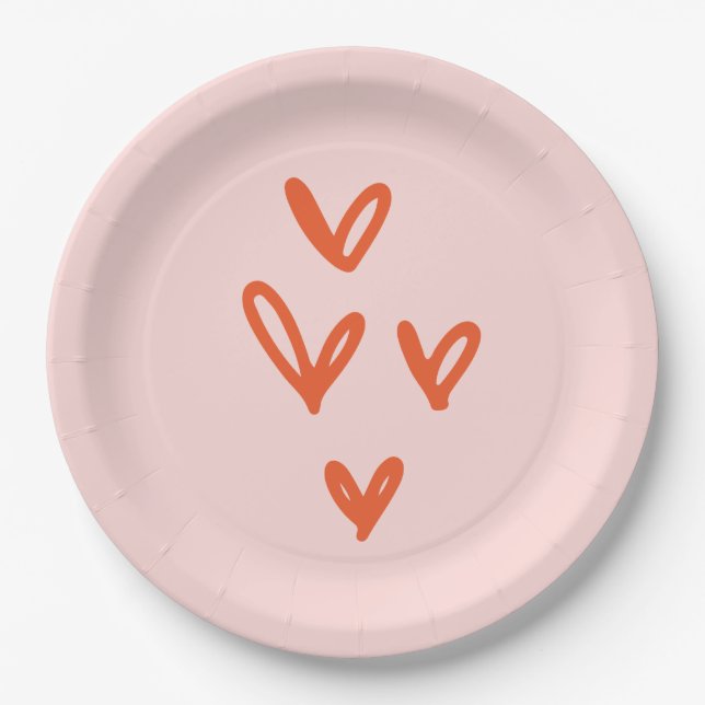 Valentine's Day Love Hearts Party Paper Plate (Front)
