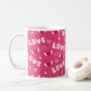 Valentine's Day Love Hearts Pink Red Pattern Coffee Mug