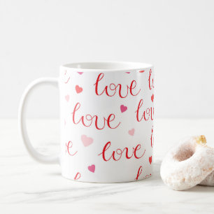 Valentine's Day Love Hearts Red Pink Pattern Coffee Mug
