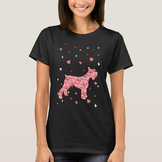 Valentines Day Love Hearts Schnauzer Dog Puppy Lov T-Shirt (Front)