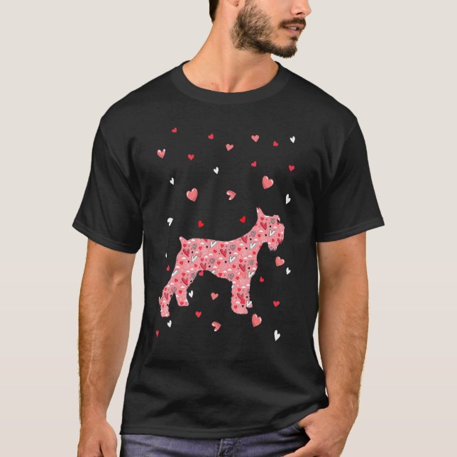 Valentines Day Love Hearts Schnauzer Dog Puppy Lov T-Shirt (Front)